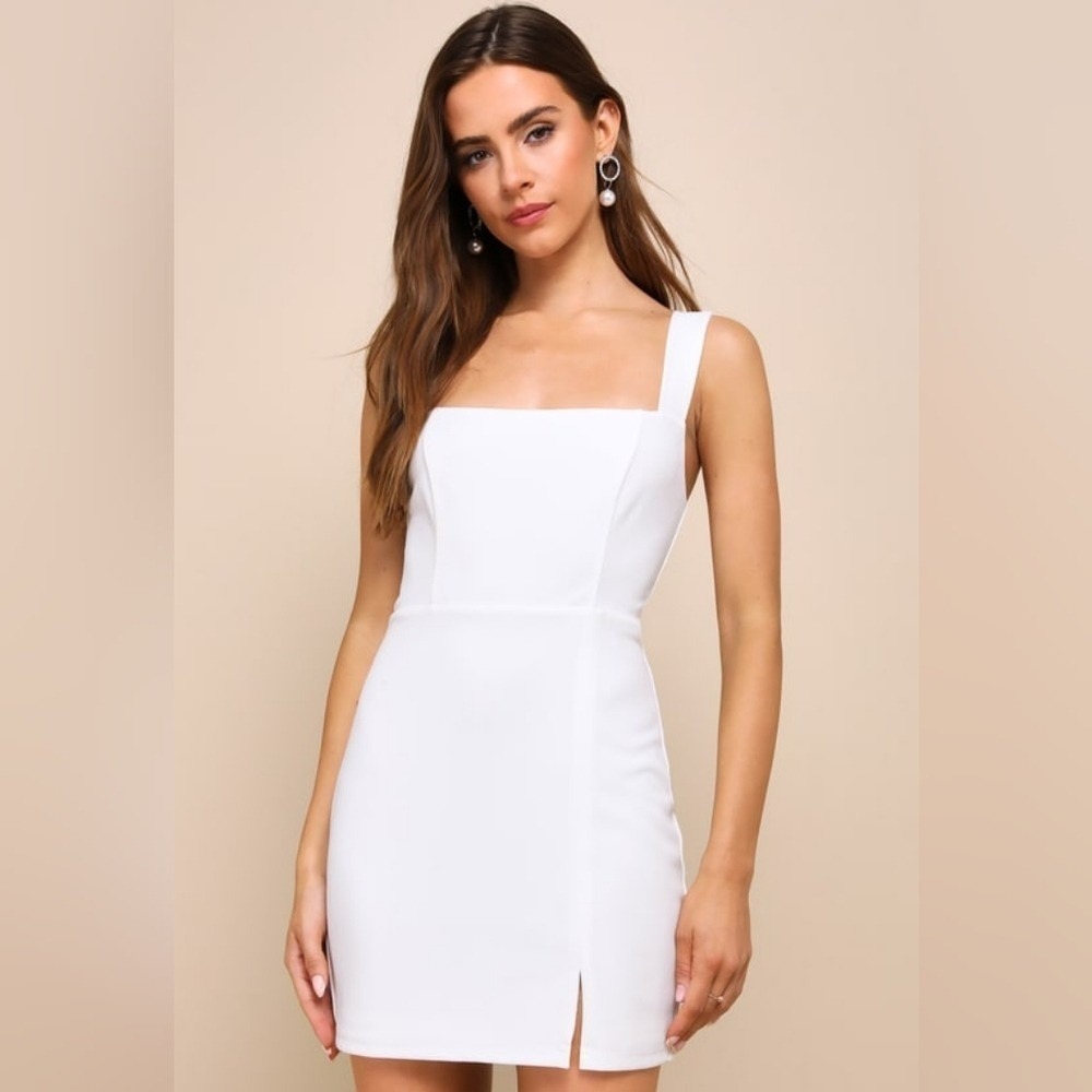 Lulus Social Sensations White Square Neck Sleeveless Mini Dress Size XL